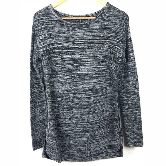 Ellen Tracy Black & Ivory Marled Tunic Top Medium - Picture 1 of 7